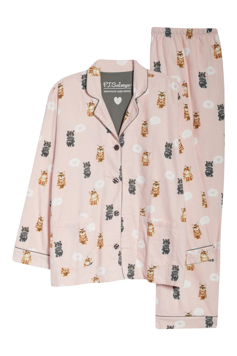 Print Flannel Pajamas, Alternate, color, BLUSH