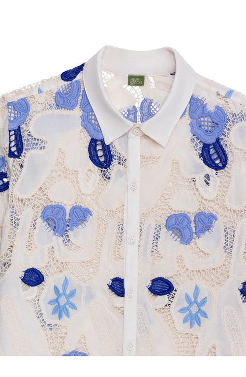 AGUA BENDITA AGUA BENDITA JARED TALES OPEN KNIT COVER-UP BUTTON-UP SHIRT 