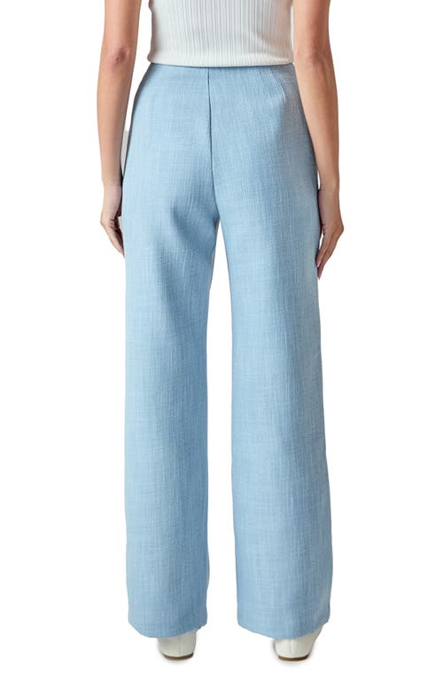 Endless Rose Clean Waist Relaxed Fit Tweed Pants In Blue