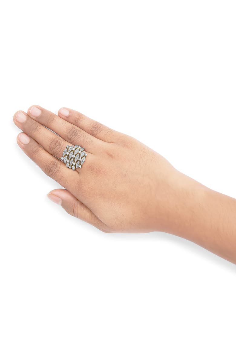 14K Gold 1.0 Cttw Diamond Geometric Stacked Open Cocktail Ring, Alternate, color, Yellow Gold