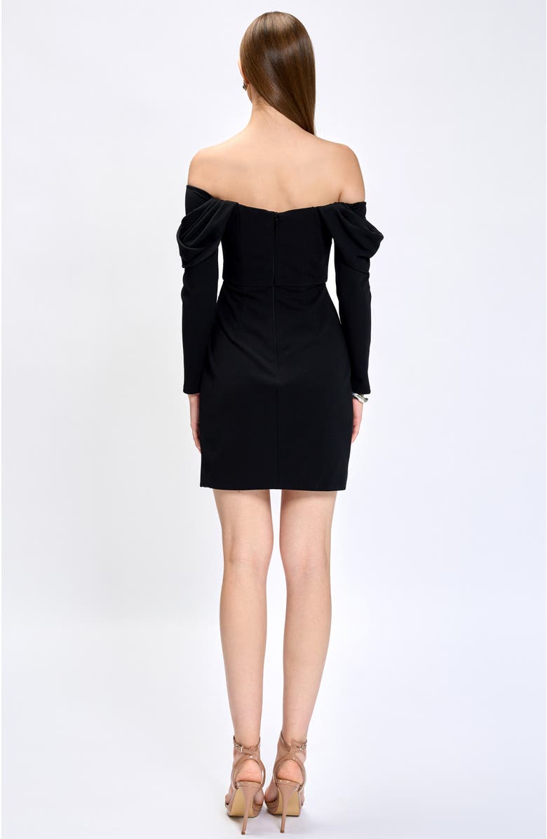 Bariano Justine Off Shoulder Mini, Alternate, color, Black