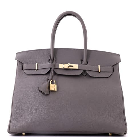 Birkin Handbag Grey Togo with Gold Hardware 35
