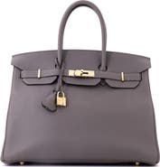 Pre-Owned Hermes Birkin Handbag Grey Togo with Gold Hardware 35