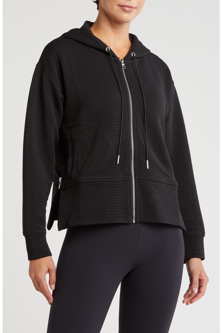 Tech Ottoman Full Zip Hoodie, Main, color, BLACK