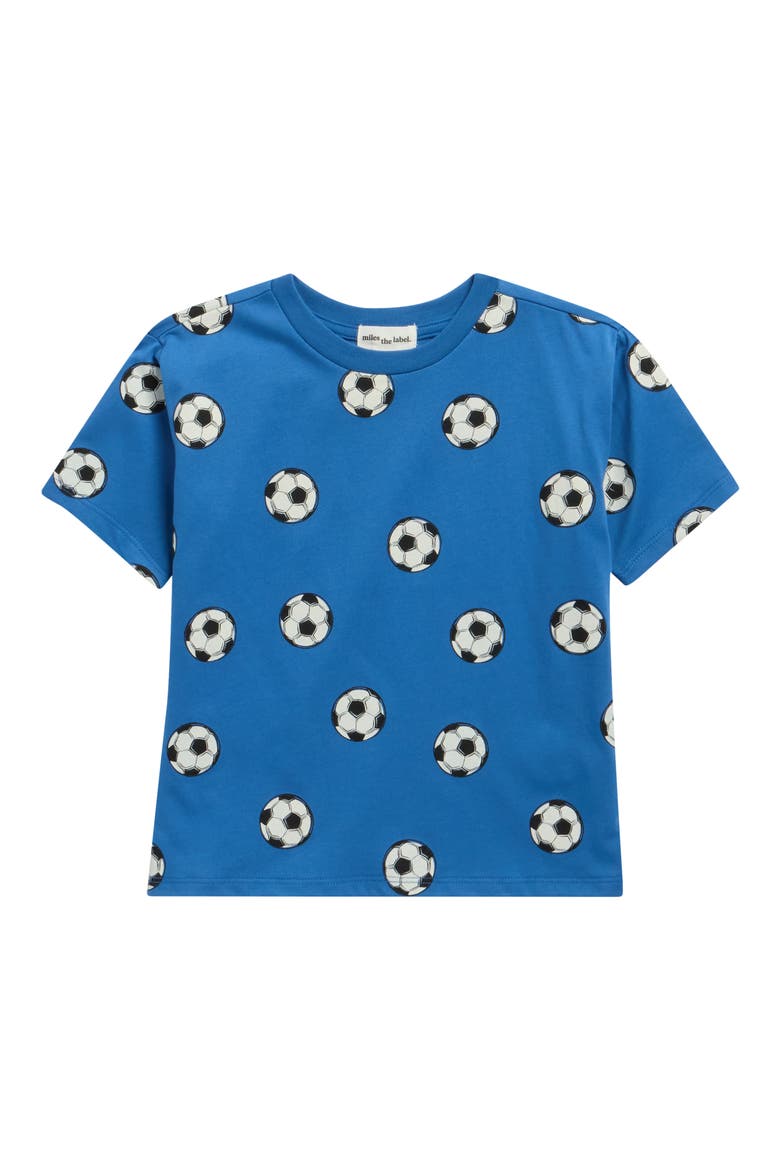 Kids' Soccer Ball Print Cotton T-Shirt, Main, color, ROYAL BLUE