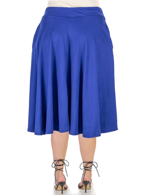 24seven Comfort Apparel Elastic Waist Pleated Pocket Midi Skirt In Blue