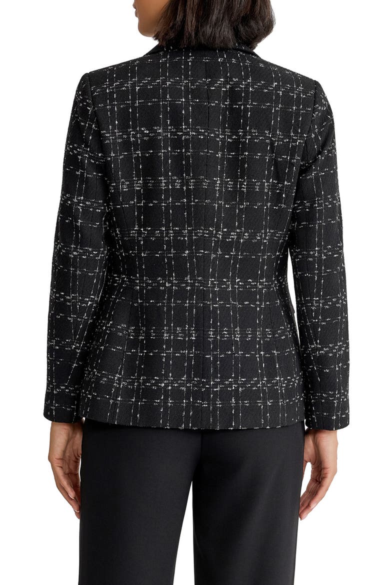 One-Button Plaid Blazer, Alternate, color, BLACK/ SILVER