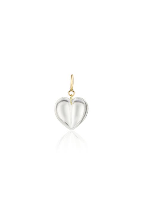 Rock Crystal Mini Split Heart Charm