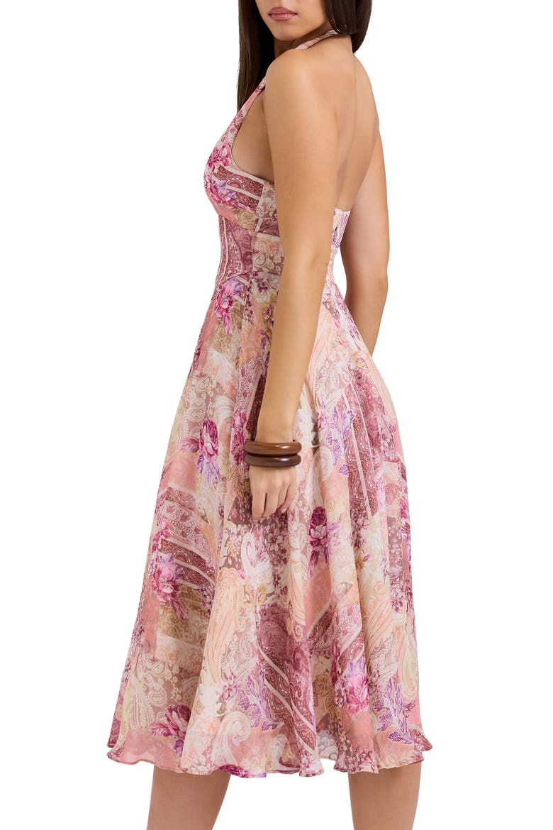 Solada Floral Halter Midi Sundress, Alternate, color, ARIZONA FLORAL PATCHWORK PRINT
