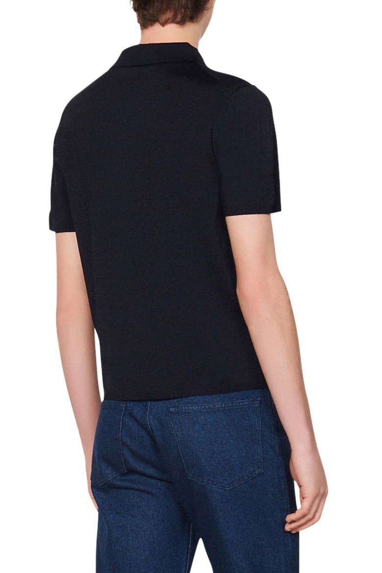 Short-sleeve knitted polo shirt, Alternate, color, NAVY BLUE
