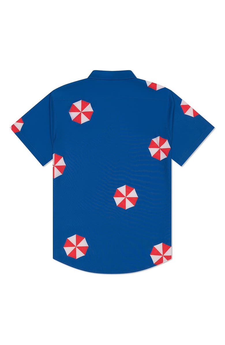 MAVRANS Tailored Fit Umbrella Waterproof Short Sleeve Performance Button-Up Shirt, Alternate, color, Blue