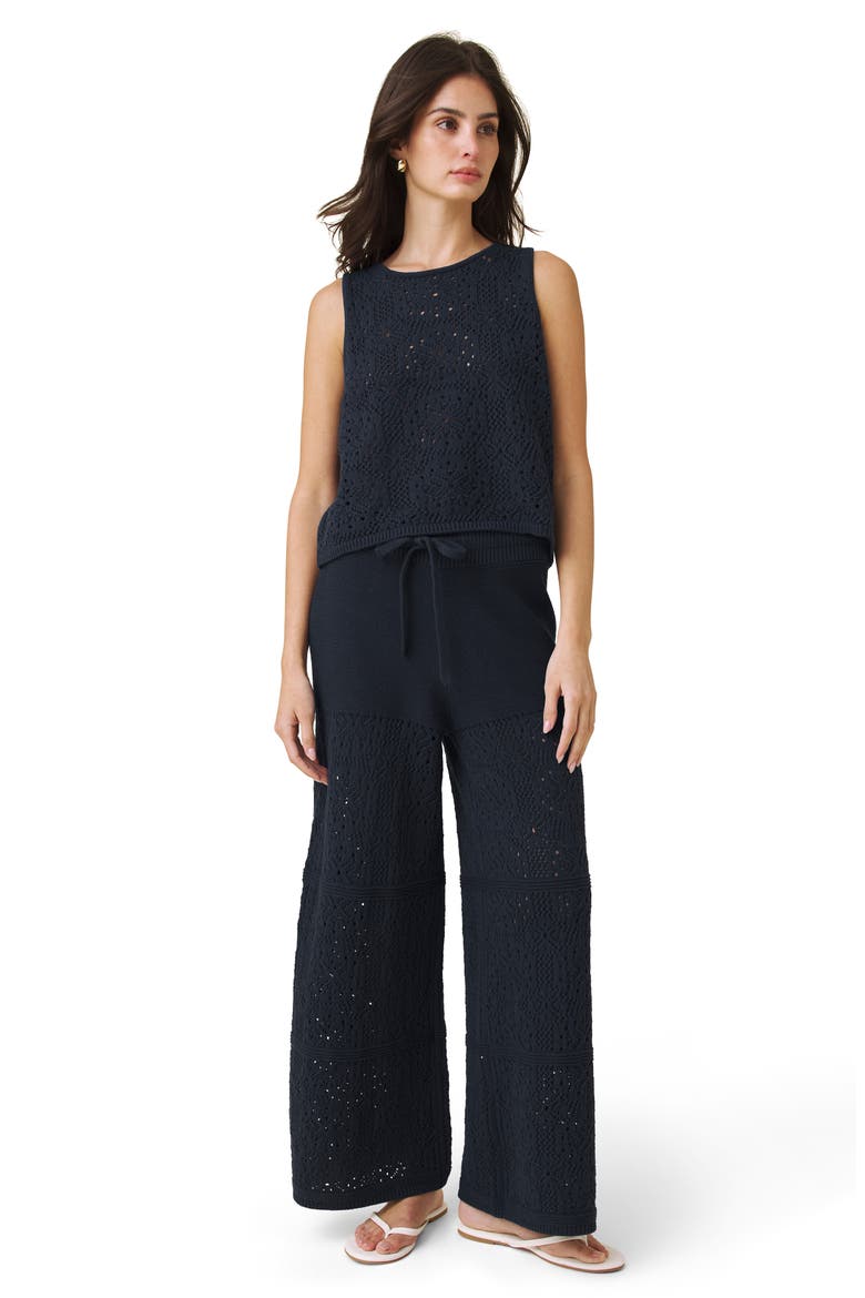 Open Stitch Sleeveless Top, Alternate, color, NAVY BLUE