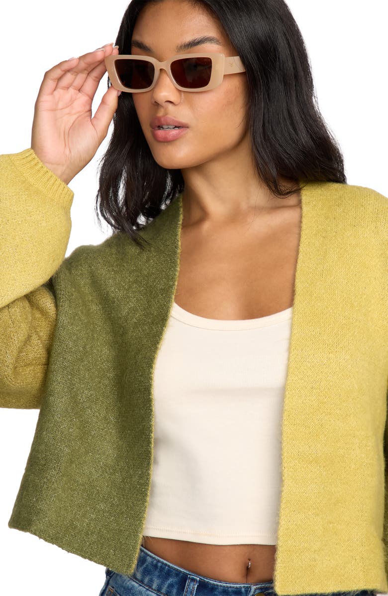 Billabong Block Out Colorblock Jacquard Cardigan, Alternate, color, Green Tea