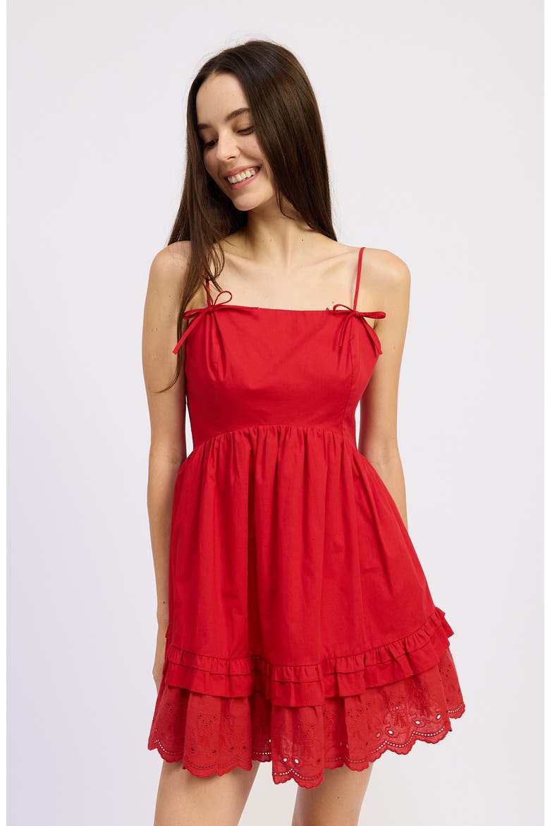 Monterey Eyelet Ruffle Minidress, Alternate, color, RED