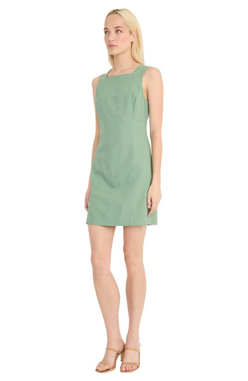 Donna Morgan Square Neck Sleeveless Minidress In Hedge Green