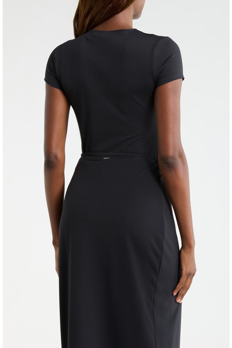 Asymmetric Twist Neck Crop T-Shirt, Alternate, color, BLACK
