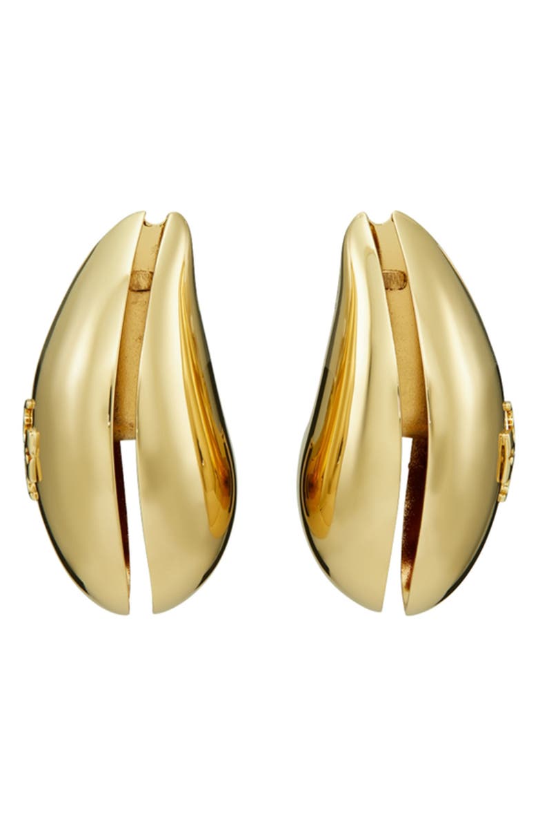 Tory Burch Wave Earrings, Main, color, Light Brass