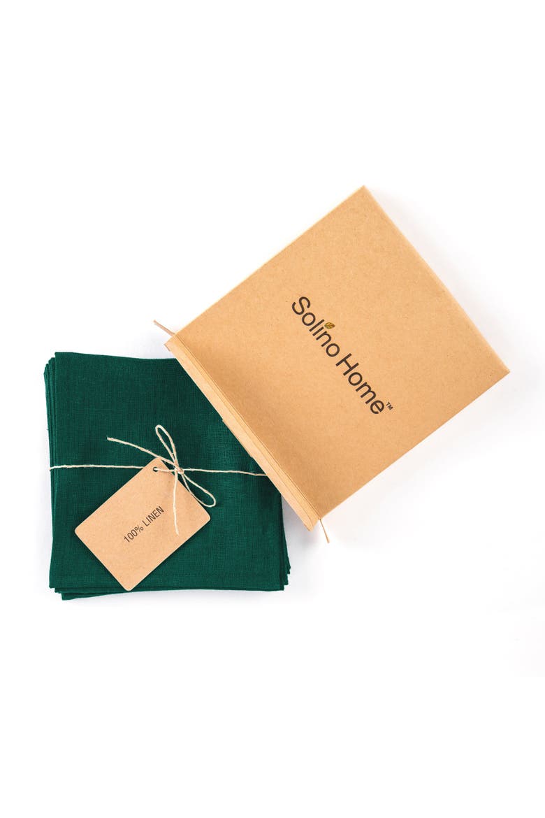 Linen Cocktail Napkins Set of 12, 6 x 6" - Fete, Alternate, color, Rainforest