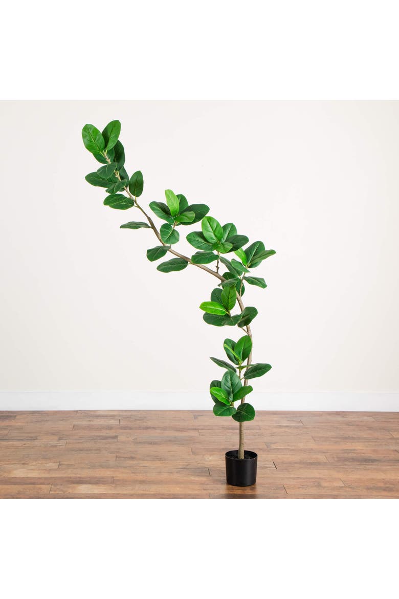 7-ft Artificial Curved Trunk Audrey Ficus Tree, Alternate, color, Green