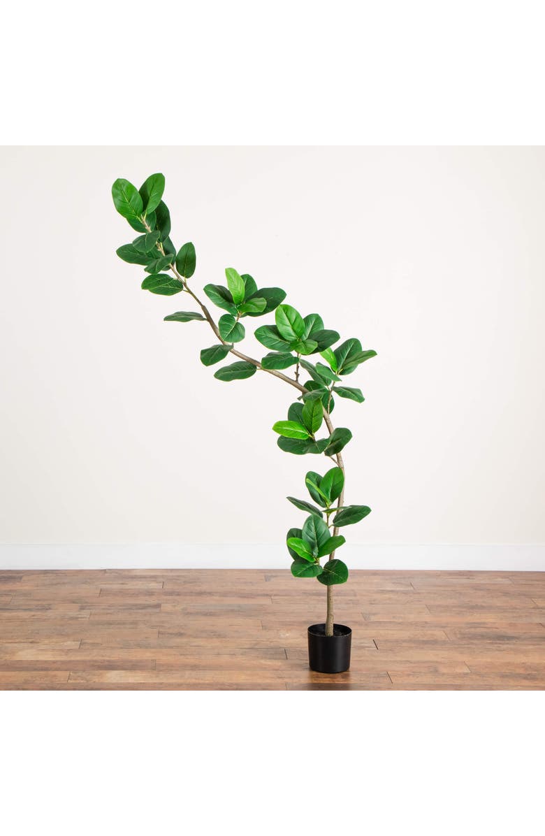 NEARLY NATURAL 7-ft Artificial Curved Trunk Audrey Ficus Tree, Alternate, color, Green