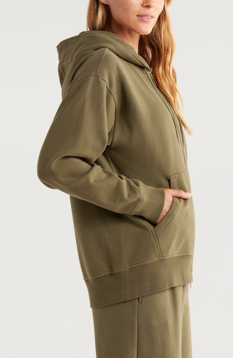 Zella Cloud Fleece Zip Hoodie, Alternate, color, Olive Night