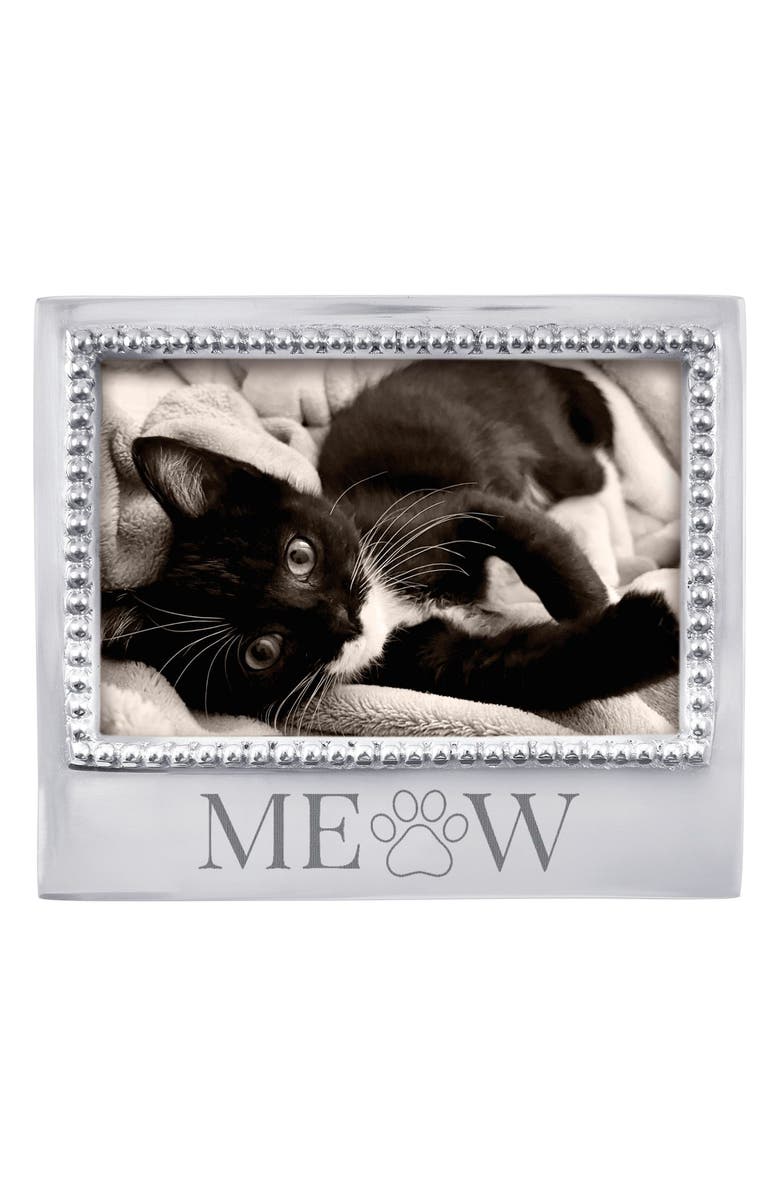 Mariposa Meow Beaded 4 x 6-Inch Picture Frame, Main, color, Silver