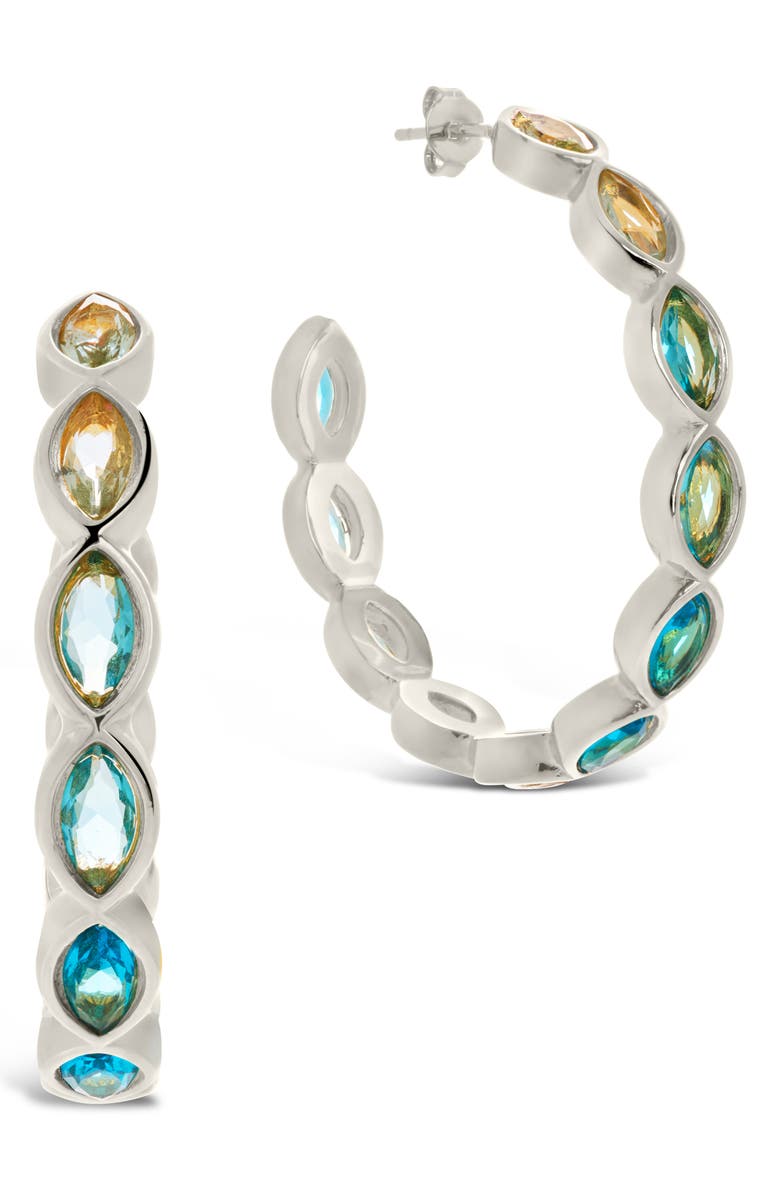 Sterling Forever Naomi Cubic Zirconia Hoop Earrings, Main, color, 