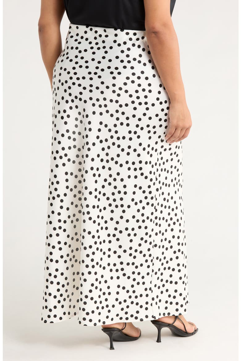 Polka Dot Satin Maxi Skirt, Alternate, color, WHITE/ BLACK