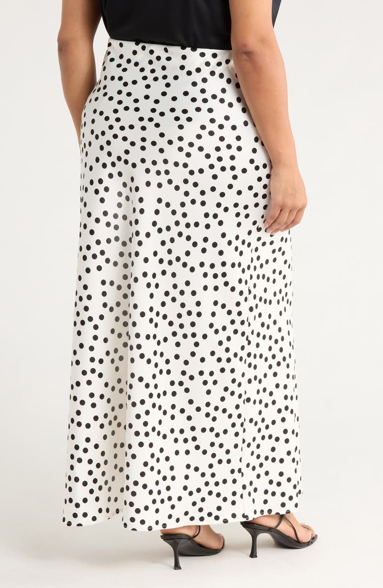 Renee C Polka Dot Satin Maxi Skirt, Alternate, color, White/ Black