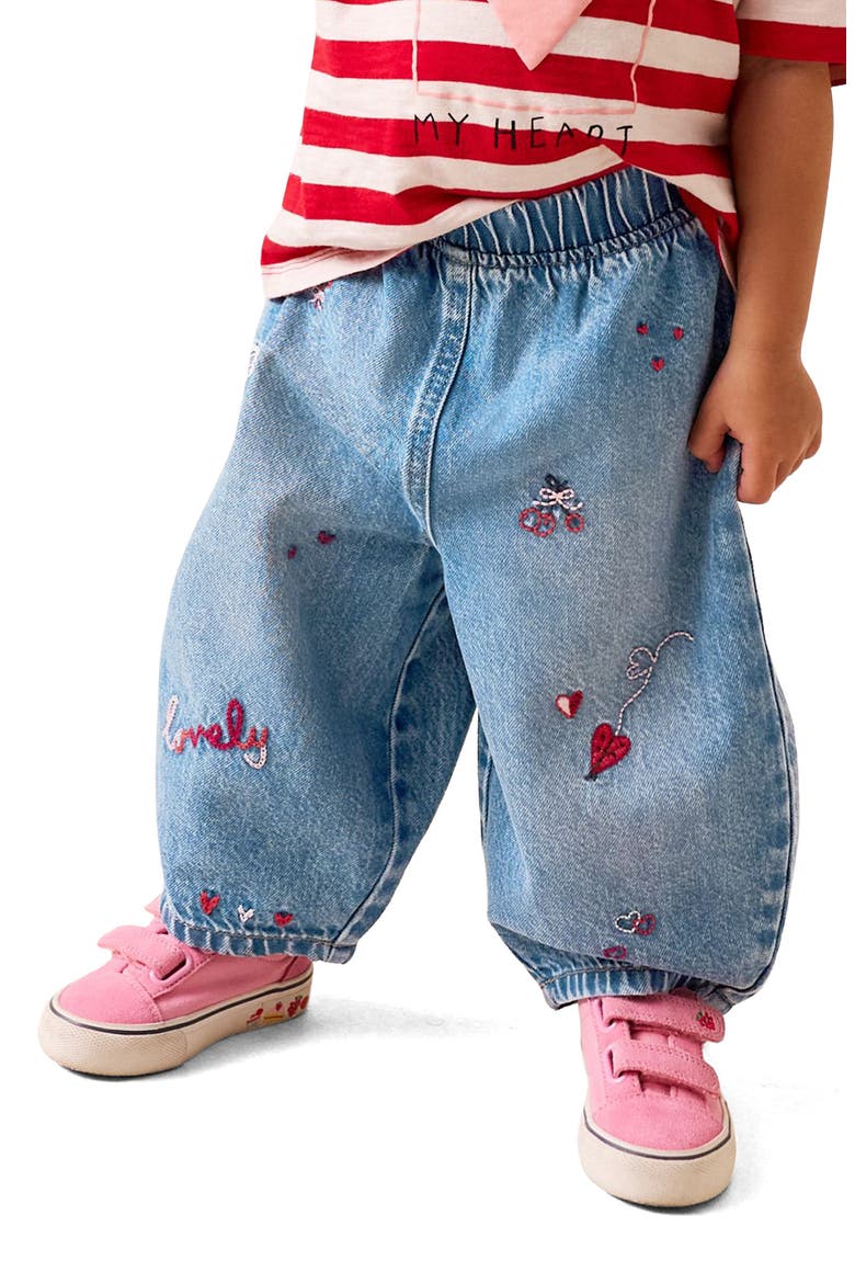 Kids' Heart Embroidered Jeans, Alternate, color, BLUE