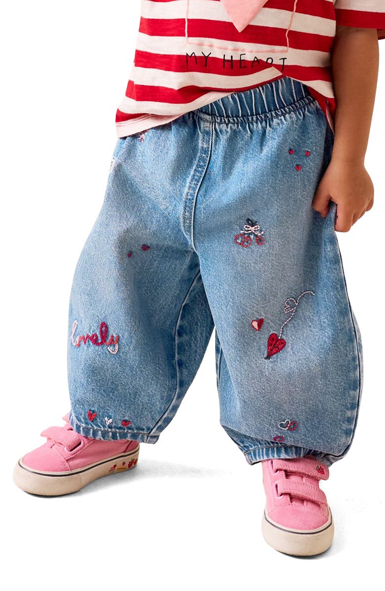 NEXT Kids' Heart Embroidered Jeans, Alternate, color, Blue