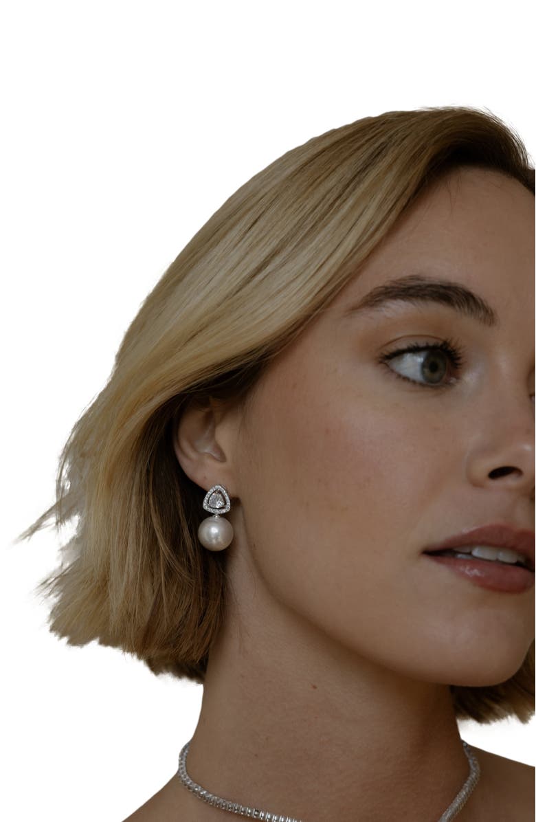 Untamed Petals Legacy Pearl Drop Earrings, Alternate, color, Silver