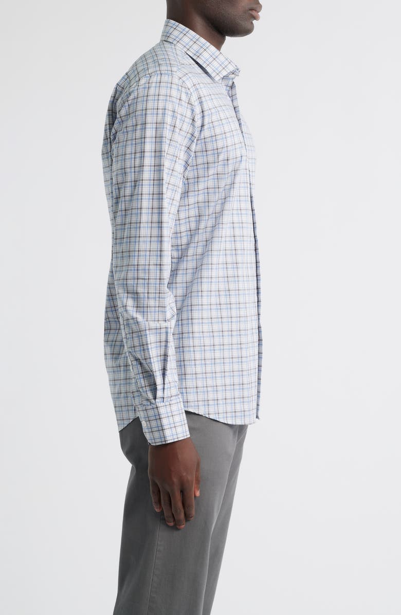 Scott Barber Regular Fit Mélange Plaid Cotton Button-Up Shirt, Alternate, color, Grey Heather