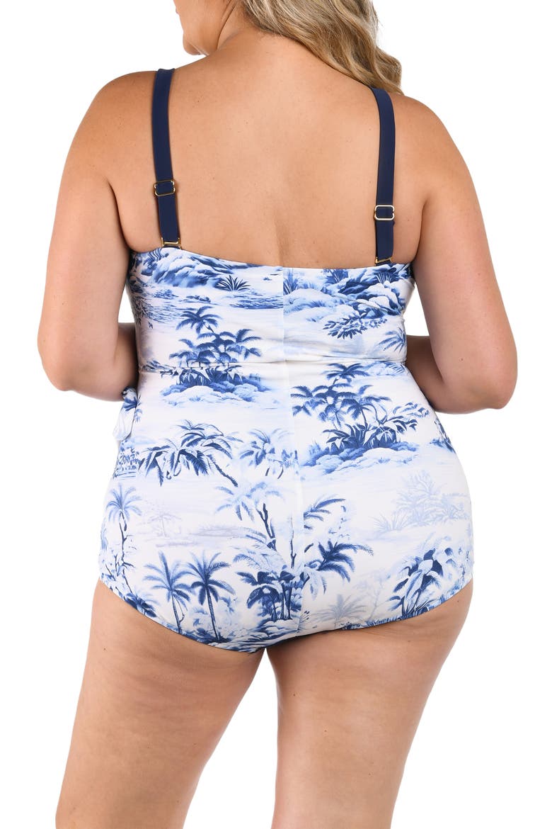 Toile Bandeau Sarong One-Piece Swimsuit, Alternate, color, WHITE