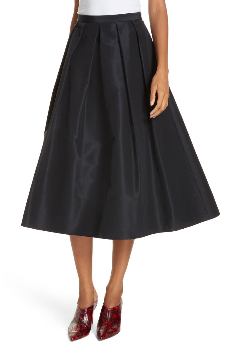 Silk Faille Full Skirt, Main, color, DARK NAVY