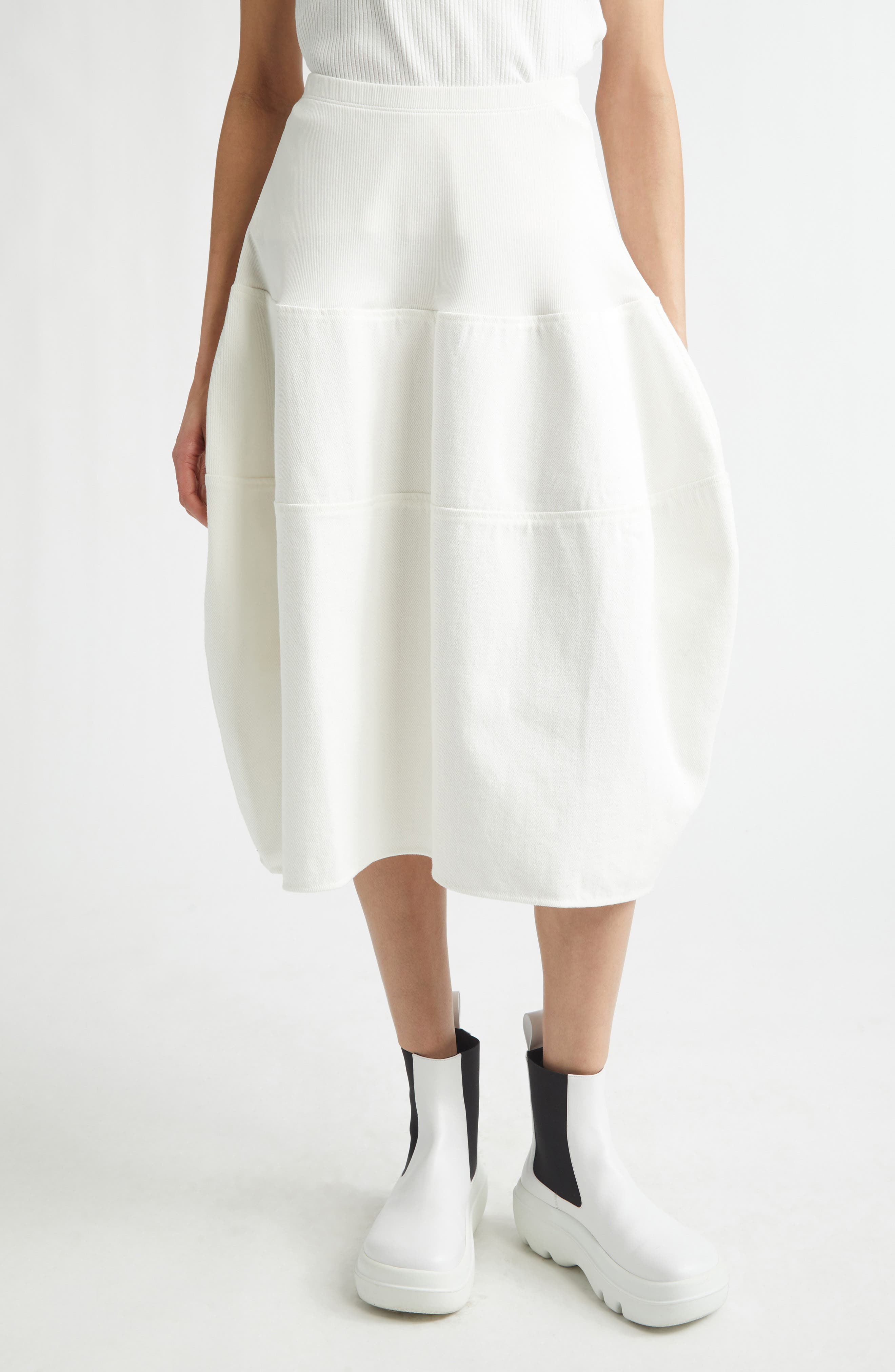 Rounded Cotton Twill Skirt