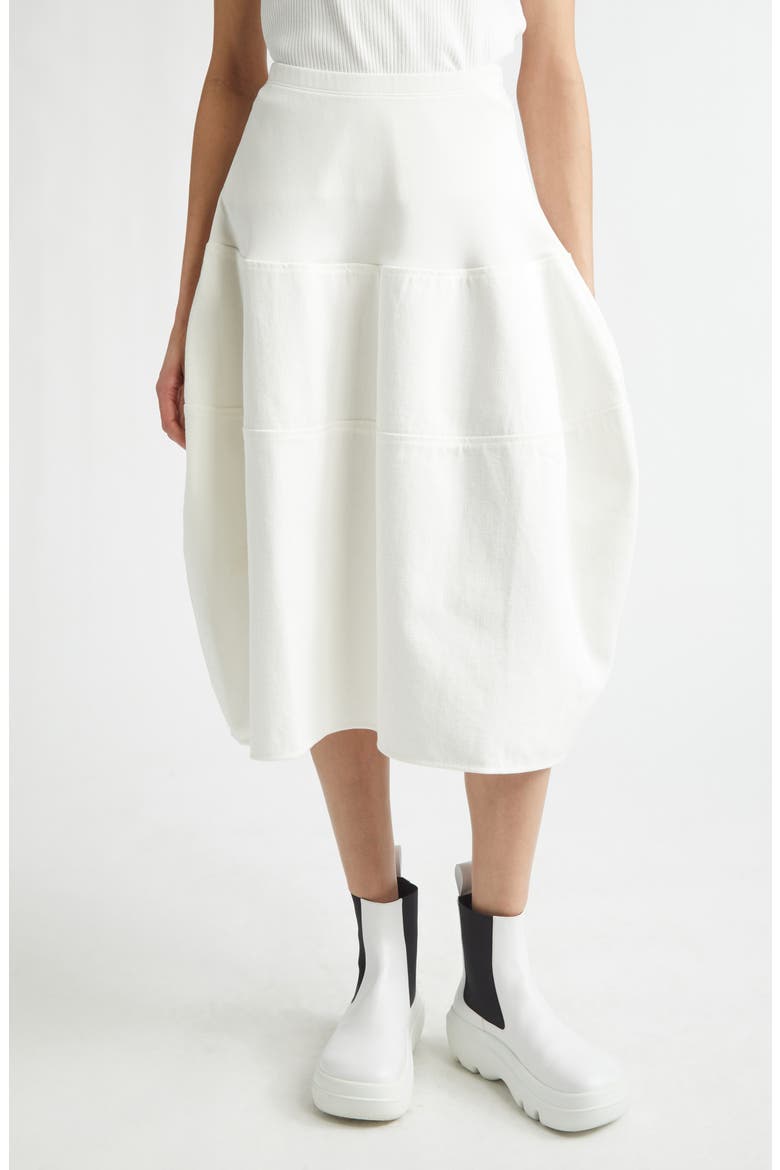 Rounded Cotton Twill Skirt, Main, color, WHITE