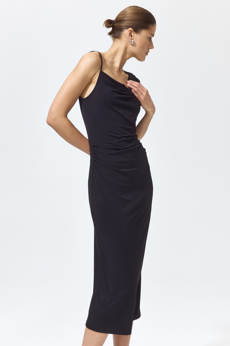 Asymmetric Jersey Dress, Alternate, color, Black