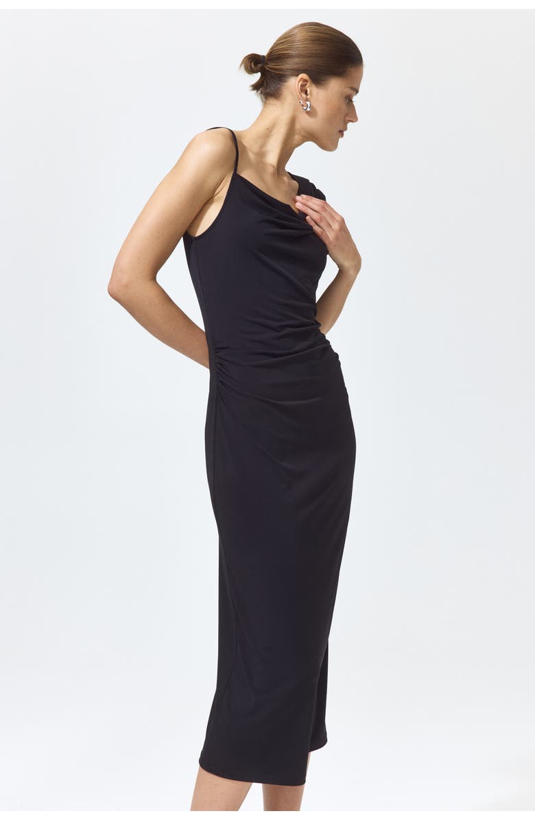 H&M Asymmetric Jersey Dress, Alternate, color, Black