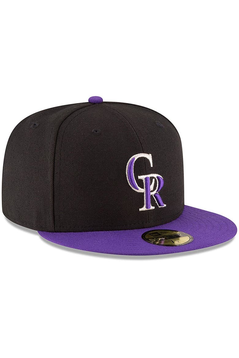 Men's New Era Black/Purple Colorado Rockies Authentic Collection On Field 59FIFTY Structured Hat, Alternate, color, BLACK
