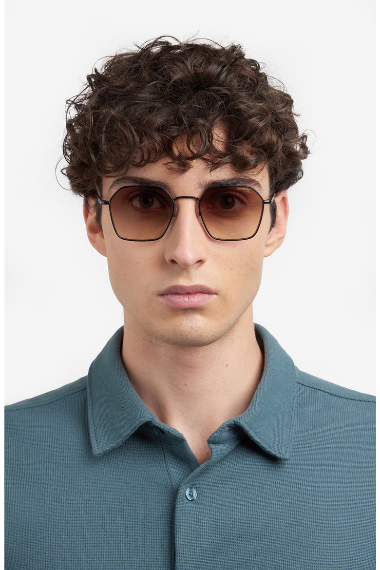 53mm Hex Metal Frame Sunglasses, Alternate, color, MATTE BLACK