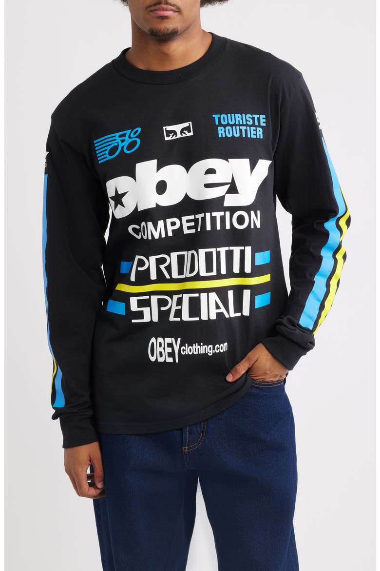 Competition Graphic Long Sleeve T-Shirt, Main, color, BLACK