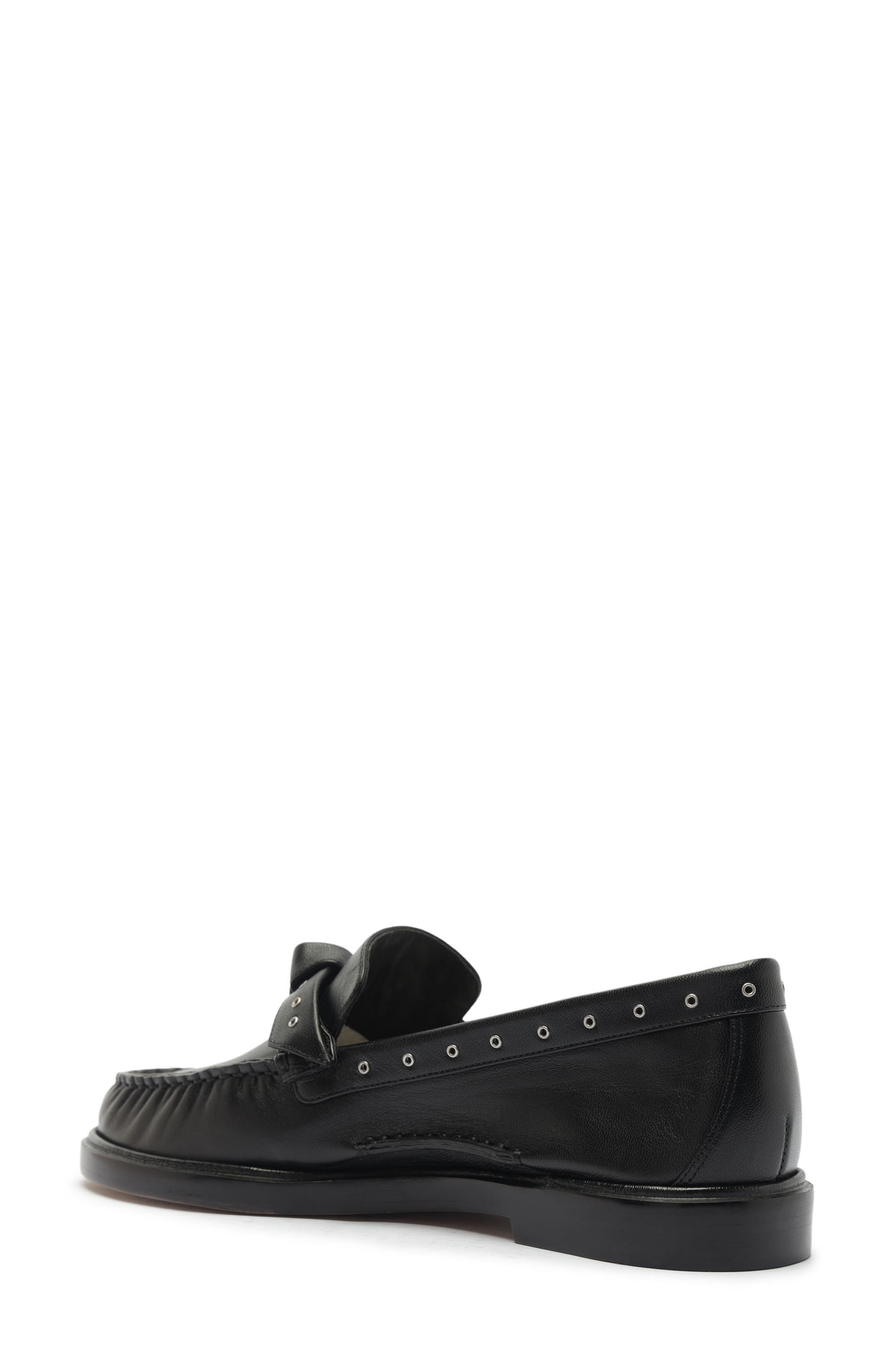 Clarita Eyelet Leather Loafer, Alternate, color, BLACK