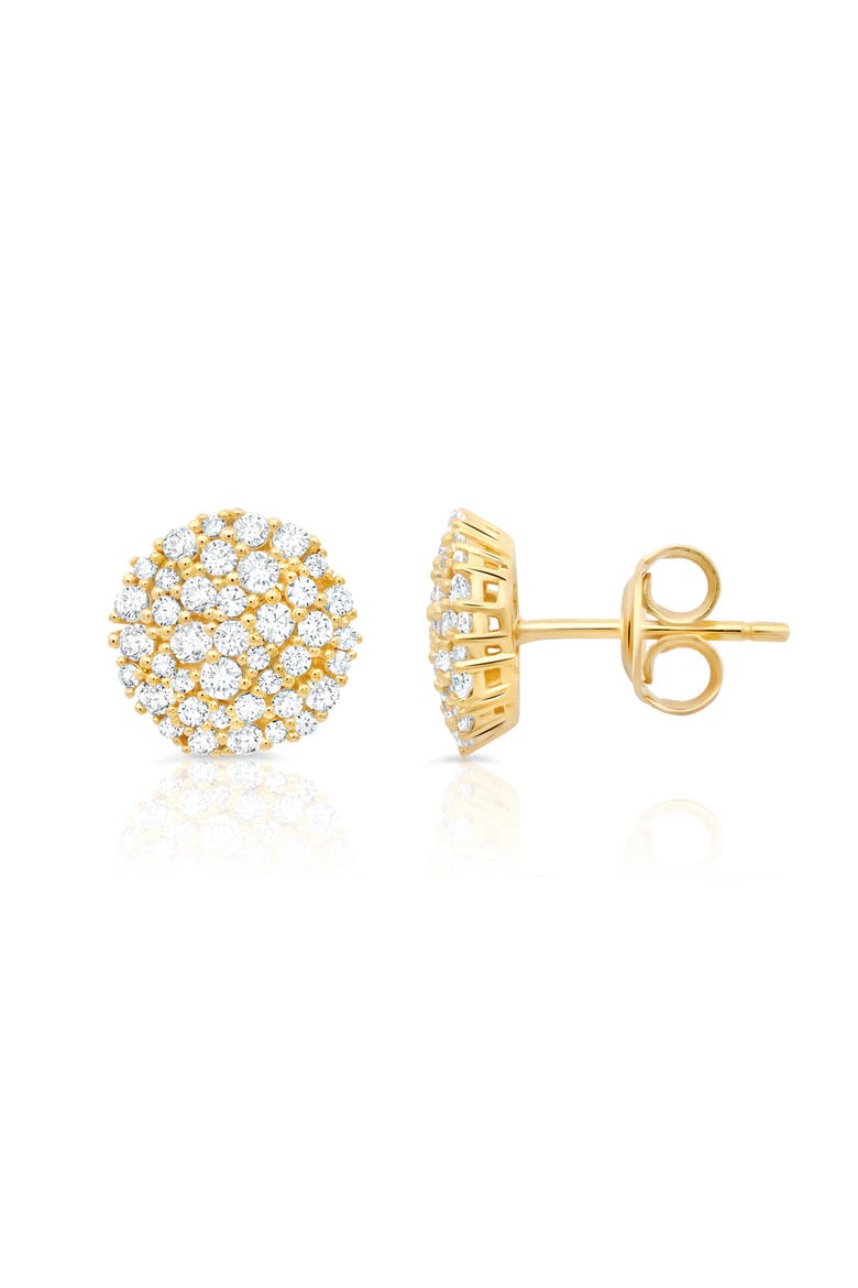 Pavé Cubic Zirconia Stud Earrings, Main, color, 18KYG/ CLEAR STONE