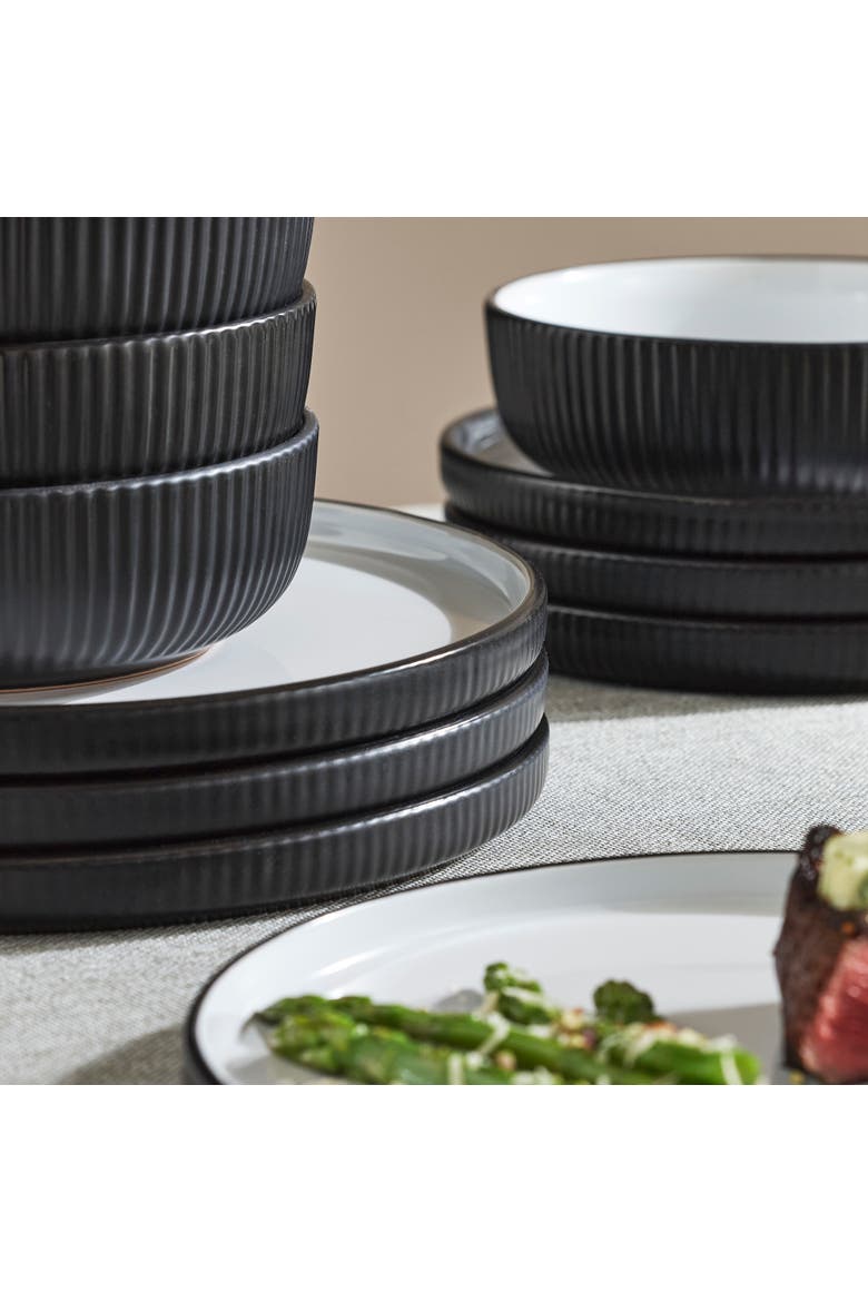 Laro Stoneware 12-Piece Dinnerware Set, Alternate, color, Black
