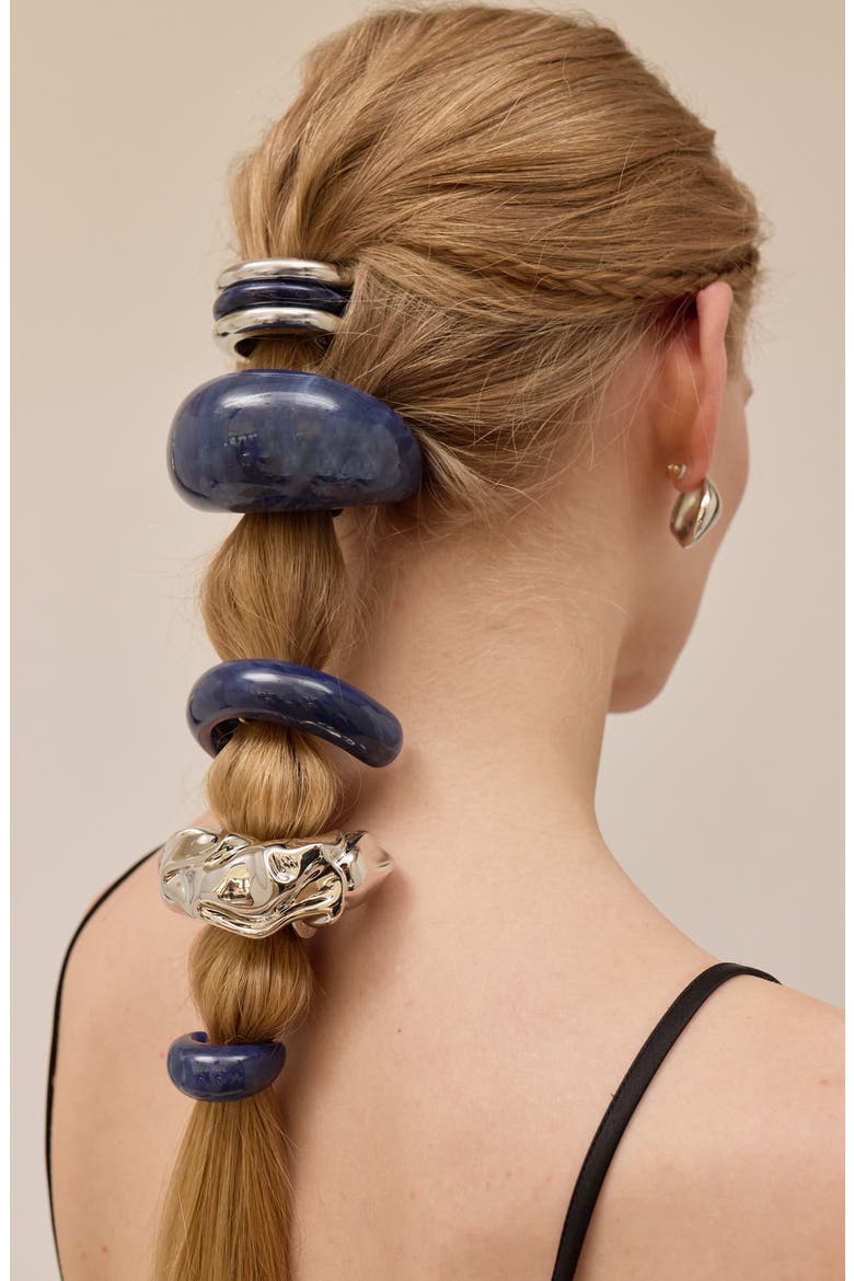 Marbled Arch Ponytail Cuff, Alternate, color, LAPIS