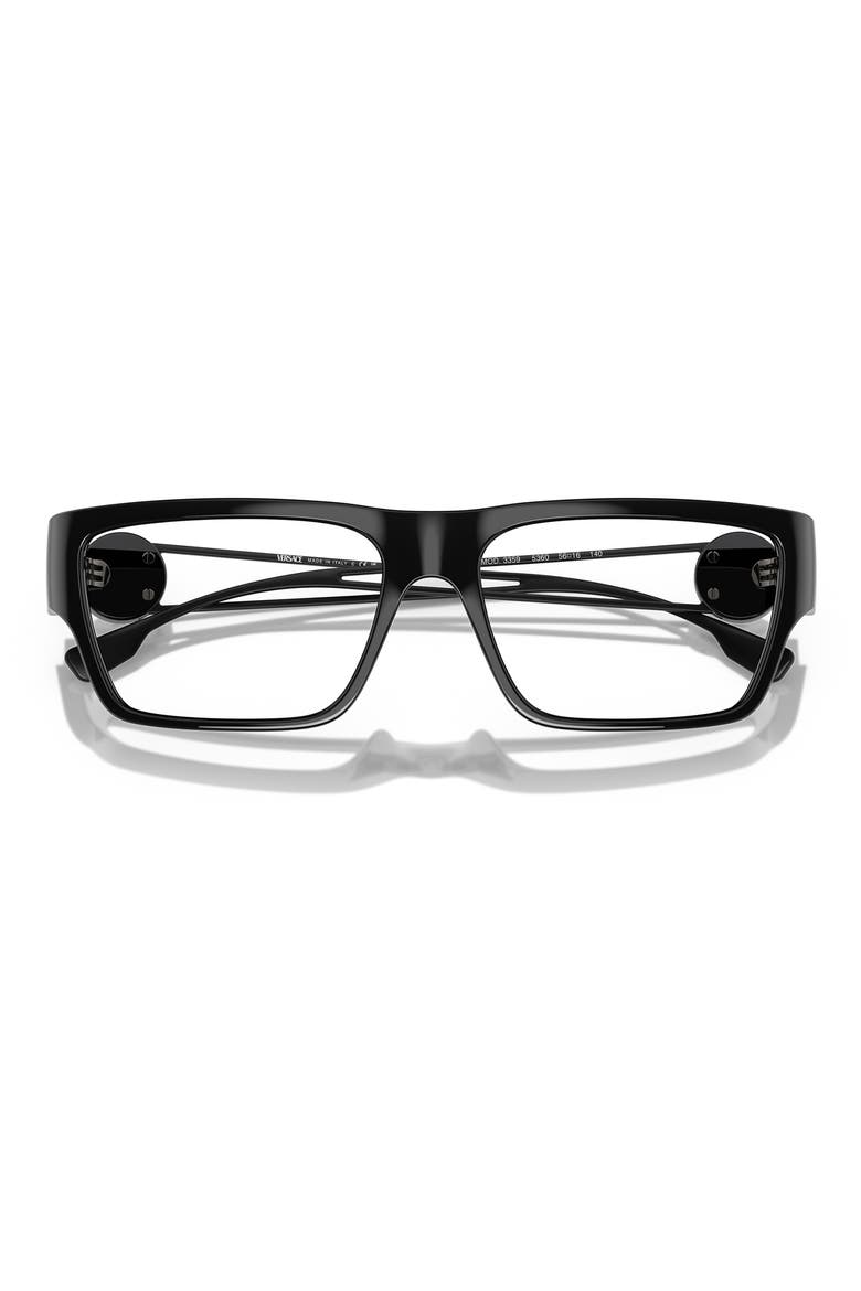 56mm Rectangle Optical Glasses, Alternate, color, BLACK