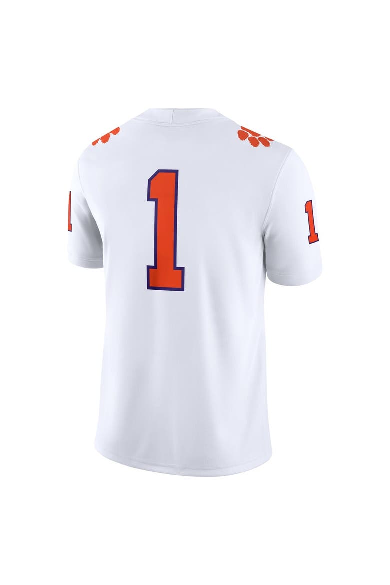 Men's Nike #1 White Clemson Tigers Game Jersey, Alternate, color, White