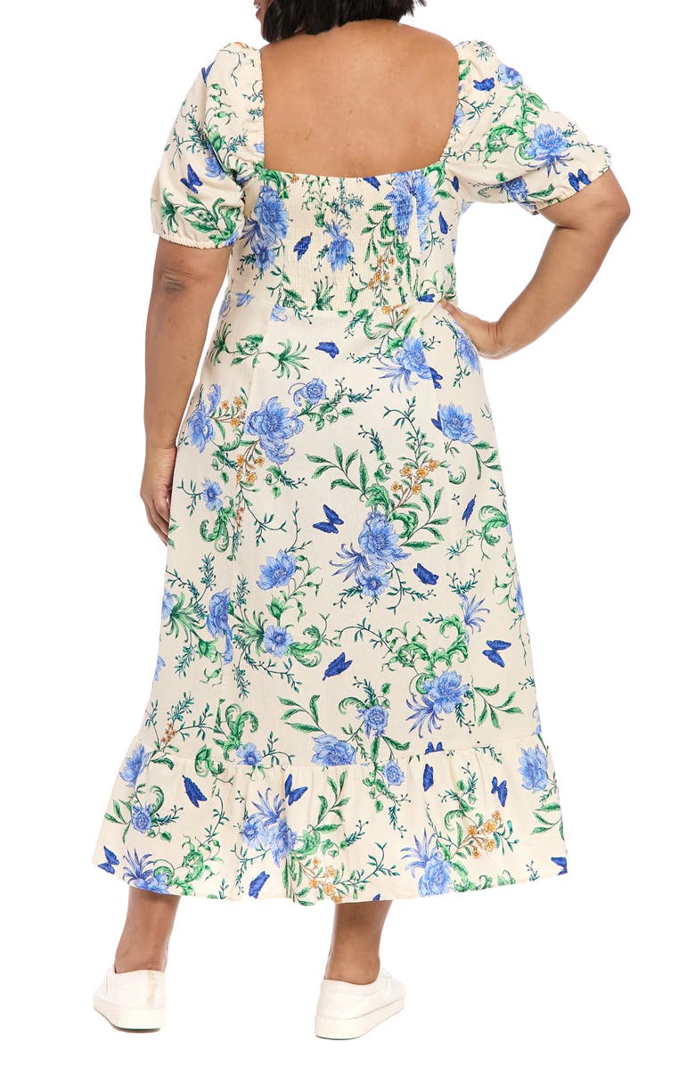 London Times Linen Blend Square Neck Maxi Dress, Alternate, color,