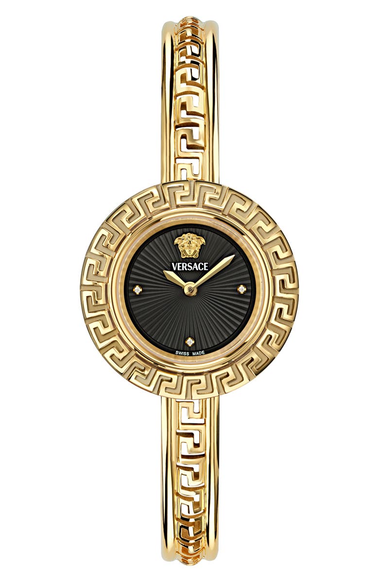 Versace La Greca Diamond Bracelet Watch, 28mm, Main, color, Ip Yellow Gold